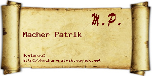 Macher Patrik névjegykártya